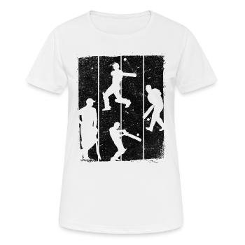 Cricket Retro Cricket Silhouette - Frauen T-Shirt atmungsaktiv - Weiß - Vorne - AI Model Female 172 dark (172cm)