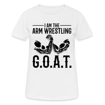 I Am The Arm Wrestling G.O.A.T. - Frauen T-Shirt atmungsaktiv - Weiß - Vorne - AI Model Female 172 dark (172cm)
