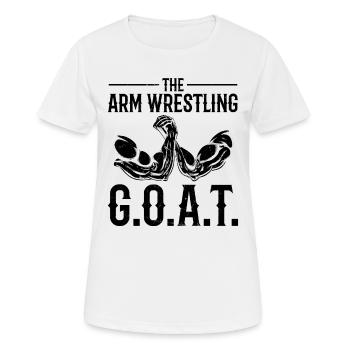 Le bras de fer G.O.A.T. - Bras de fer amusant - T-shirt respirant Femme - blanc - Devant - AI Model Female 172 dark (172cm)