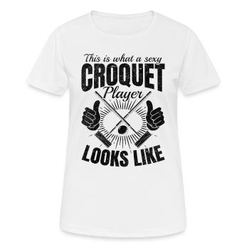 This is what a sexy Croquet player looks like - Frauen T-Shirt atmungsaktiv - Weiß - Vorne - AI Model Female 172 dark (172cm)