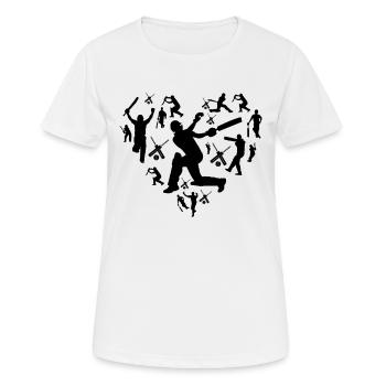 Cricket Silhouette Cricket Heart Cricket Player - Frauen T-Shirt atmungsaktiv - Weiß - Vorne - AI Model Female 172 dark (172cm)