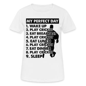 Cricket Day Plan Cricket Player - Frauen T-Shirt atmungsaktiv - Weiß - Vorne - AI Model Female 172 dark (172cm)