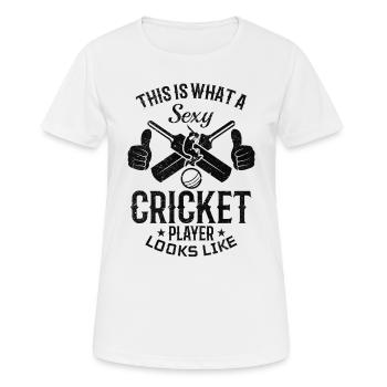 Voici à quoi ressemble un joueur de cricket sexy - Cr - T-shirt respirant Femme - blanc - Devant - AI Model Female 172 dark (172cm)