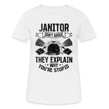 Concierge : Ne discutez pas, ils expliquent pourquoi vous êtes stupide - T-shirt respirant Femme - blanc - Devant - AI Model Female 172 dark (172cm)