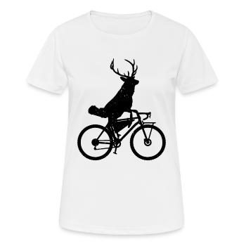 Gravel Vélo Bikepacking Cerf - T-shirt respirant Femme - blanc - Devant - AI Model Female 172 dark (172cm)