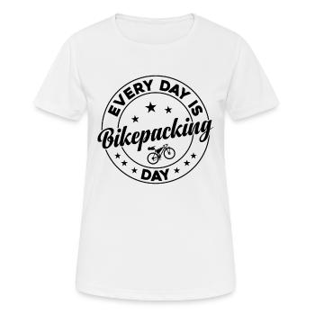 Every Day Is Bikepacking Day - Gravel Bike Bikepac - Frauen T-Shirt atmungsaktiv - Weiß - Vorne - AI Model Female 172 dark (172cm)