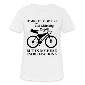 Gravel Bike Bikepacker - In My Head I'm Bikepackin - Frauen T-Shirt atmungsaktiv - Weiß - Vorne - AI Model Female 172 dark (172cm)
