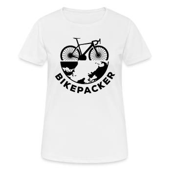 Bikepacker Gravel Bike Bikepacking - T-shirt respirant Femme - blanc - Devant - AI Model Female 172 dark (172cm)