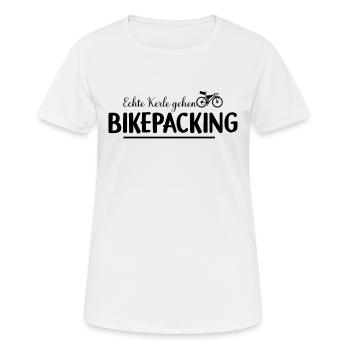 Gravel Bike Bikepacker - Real Guys Go Bikepac - Women's Breathable T-Shirt - white - Front - AI Model Female 172 dark (172cm)