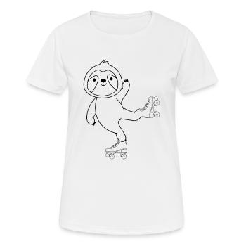 Funny Roller Skating Sloth Roller Skater - Women's Breathable T-Shirt - white - Front - AI Model Female 172 dark (172cm)