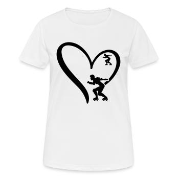 Roller Skating Heart Silhouette Roller Skater - Women's Breathable T-Shirt - white - Front - AI Model Female 172 dark (172cm)