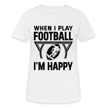 Le bonheur ne s’achète pas, mais on peut jouer au football - T-shirt respirant Femme - blanc - Devant - AI Model Female 172 dark (172cm)