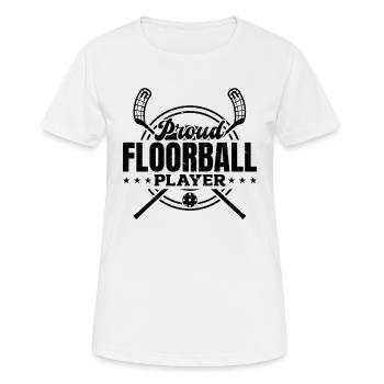 Fier joueur de floorball - Jeu de floorball unihockey - T-shirt respirant Femme - blanc - Devant - AI Model Female 172 dark (172cm)