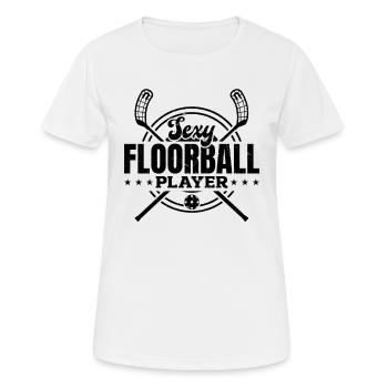 Joueur de floorball sexy - Jeu de floorball Unihockey - T-shirt respirant Femme - blanc - Devant - AI Model Female 172 dark (172cm)