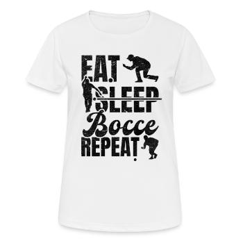 Funny Bocce Ball Player - Eat Sleep Bocce Repeat - Women's Breathable T-Shirt - white - Front - AI Model Female 172 dark (172cm)