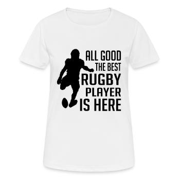 All good the best Rugby Player is here - Funny Rug - Women's Breathable T-Shirt - white - Front - AI Model Female 172 dark (172cm)