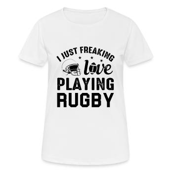Rugby Game - I just freaking love playing Rugby - Women's Breathable T-Shirt - white - Front - AI Model Female 172 dark (172cm)