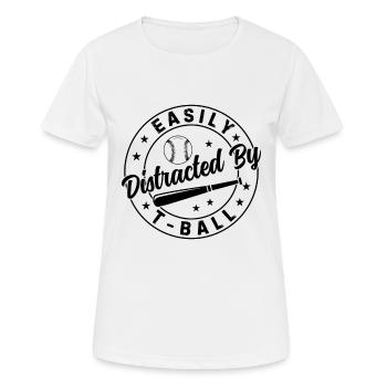 Jeu de teeball - Facilement distrait par le T-ball - T-shirt respirant Femme - blanc - Devant - AI Model Female 172 dark (172cm)