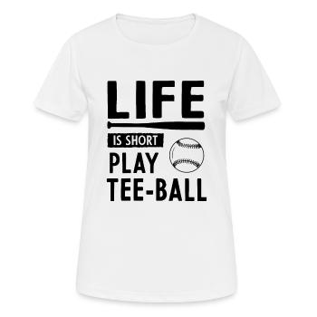 La vie est un jeu court Tee-ball - T-shirt respirant Femme - blanc - Devant - AI Model Female 172 dark (172cm)