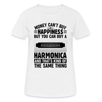 Money Can't Buy Happiness But You Can Buy A Harmon - Frauen T-Shirt atmungsaktiv - Weiß - Vorne - AI Model Female 172 dark (172cm)
