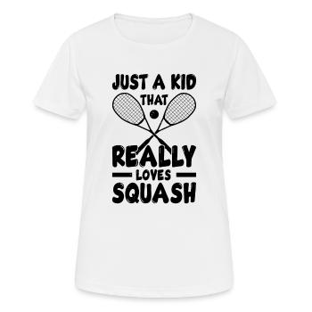 Squash Kids - Just A Kid That Really Loves Squash - Women's Breathable T-Shirt - white - Front - AI Model Female 172 dark (172cm)