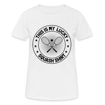 This is my lucky Squash Shirt Squash Player - Women's Breathable T-Shirt - white - Front - AI Model Female 172 dark (172cm)