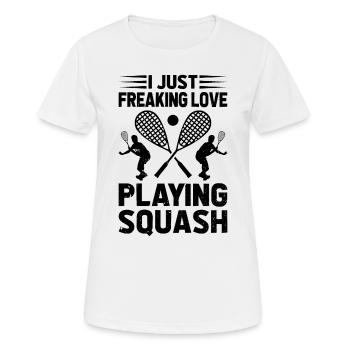 Amateur de squash - J’adore jouer au squash - T-shirt respirant Femme - blanc - Devant - AI Model Female 172 dark (172cm)