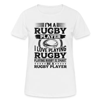 I'm a Rugby Player I love playing Rugby - Women's Breathable T-Shirt - white - Front - AI Model Female 172 dark (172cm)