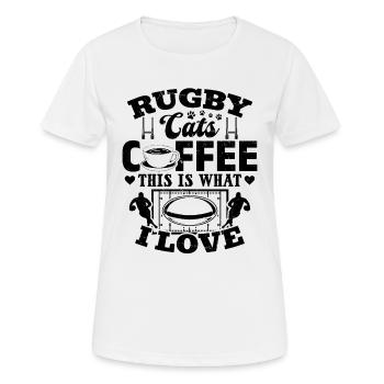 Rugby Cats Coffee This Is What I Love - Rugby Play - Women's Breathable T-Shirt - white - Front - AI Model Female 172 dark (172cm)