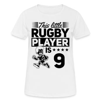This little Rugby player is 9 Years 9th Birthday R - Frauen T-Shirt atmungsaktiv - Weiß - Vorne - AI Model Female 172 dark (172cm)