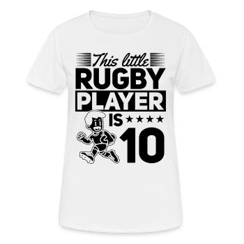 This little Rugby player is 10 Years 10th Birthday - Frauen T-Shirt atmungsaktiv - Weiß - Vorne - AI Model Female 172 dark (172cm)