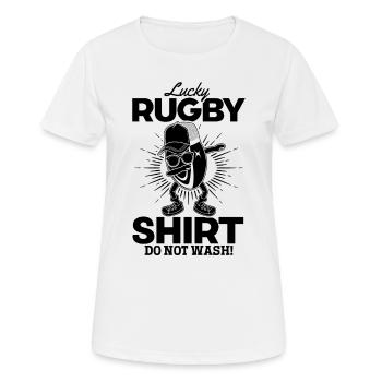 Maillot Lucky Rugby Ne pas laver - Funny Rugby - T-shirt respirant Femme - blanc - Devant - AI Model Female 172 dark (172cm)