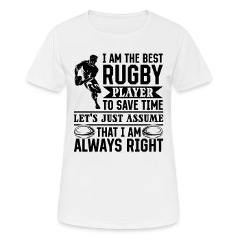 I am the best Rugby player - Frauen T-Shirt atmungsaktiv - Weiß - Vorne - AI Model Female 172 dark (172cm)