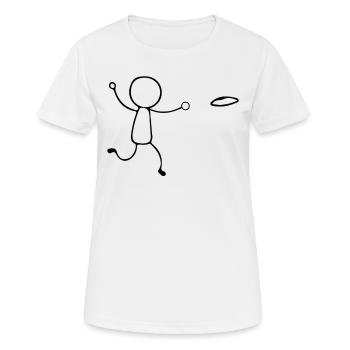 Funny Disc Golf stick figure disc golf player - Frauen T-Shirt atmungsaktiv - Weiß - Vorne - AI Model Female 172 dark (172cm)