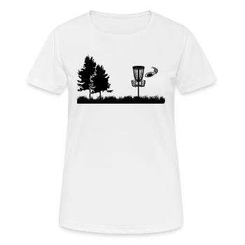 Discgolf Sport Flying Disc Golf Basket - Women's Breathable T-Shirt - white - Front - AI Model Female 172 dark (172cm)