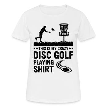 C’est ma chemise de disc golf fou Disc Golf - T-shirt respirant Femme - blanc - Devant - AI Model Female 172 dark (172cm)