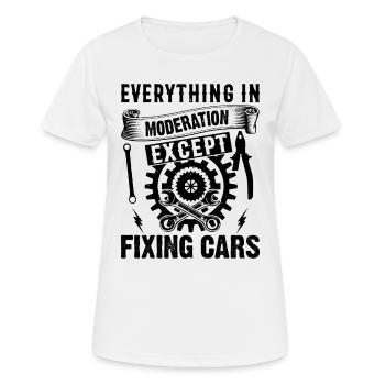 Tout avec modération sauf réparer les voitures - Mech - T-shirt respirant Femme - blanc - Devant - AI Model Female 172 dark (172cm)