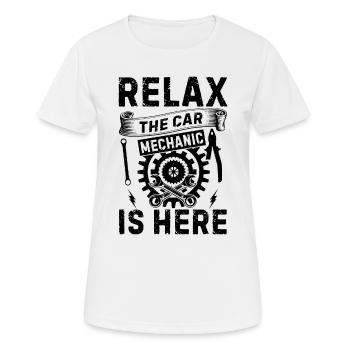 Relax The Car Mechanic is here - Funny Mechanic - Women's Breathable T-Shirt - white - Front - AI Model Female 172 dark (172cm)