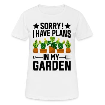 Désolé, j’ai des projets dans mon jardin - Hobby Gardener G - T-shirt respirant Femme - blanc - Devant - AI Model Female 172 dark (172cm)
