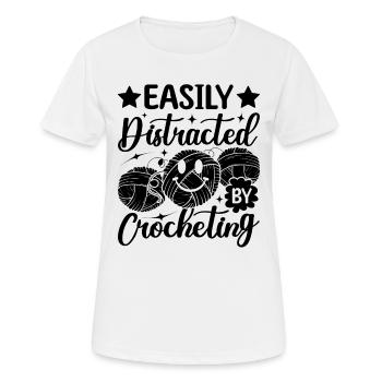 Crochet Crocheting - Easily Distracted By Crocheti - Frauen T-Shirt atmungsaktiv - Weiß - Vorne - AI Model Female 172 dark (172cm)