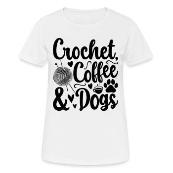 Crochet coffee & dogs - Crocheter Dog Lover - Women's Breathable T-Shirt - white - Front - AI Model Female 172 dark (172cm)