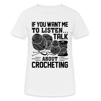 Crochet - Si tu veux que j’écoute Parle de croco - T-shirt respirant Femme - blanc - Devant - AI Model Female 172 dark (172cm)