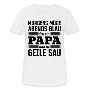 Fatigué le matin, bleu le soir, je suis papa et excité - T-shirt respirant Femme - blanc - Devant - AI Model Female 172 dark (172cm)