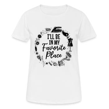 I'll be in my favorite place - Sewing Ideas Sewing - Frauen T-Shirt atmungsaktiv - Weiß - Vorne - AI Model Female 172 dark (172cm)