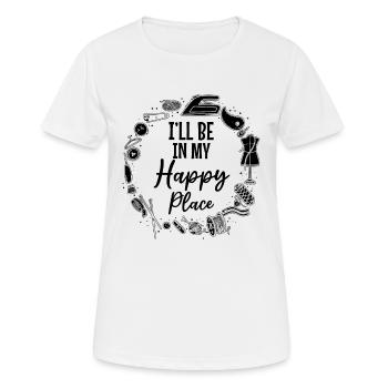 I'll be in my happy place - Sewing Ideas Sewing Lo - Frauen T-Shirt atmungsaktiv - Weiß - Vorne - AI Model Female 172 dark (172cm)
