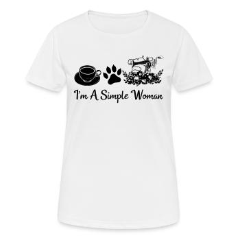 Je suis une femme simple - Amoureux de la couture Amoureux des chats - T-shirt respirant Femme - blanc - Devant - AI Model Female 172 dark (172cm)
