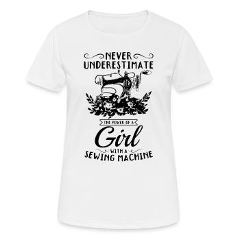 Couturière Sewing Girls - Une fille avec un mac à coudre - T-shirt respirant Femme - blanc - Devant - AI Model Female 172 dark (172cm)