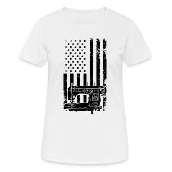 Sewing US flag Sewing Machine - Frauen T-Shirt atmungsaktiv - Weiß - Vorne - AI Model Female 172 dark (172cm)