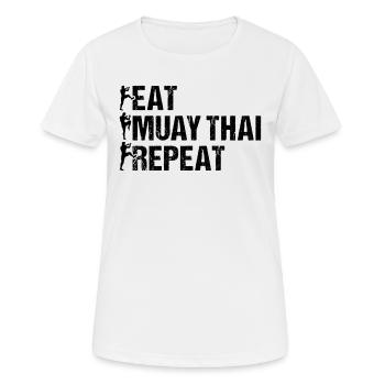 Eat Muay Thai Repeat - Muay Thai Fighter Muay Thai - Women's Breathable T-Shirt - white - Front - AI Model Female 172 dark (172cm)