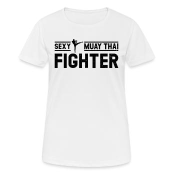 Combattante sexy de Muay Thai - Combattante de Muay Thai - T-shirt respirant Femme - blanc - Devant - AI Model Female 172 dark (172cm)